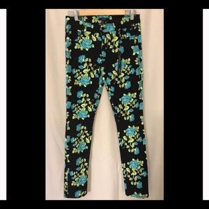 Turquoise floral jeans